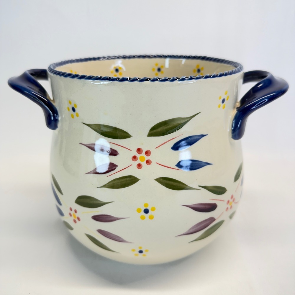 Temp-tations Old World Utensil Crock Floral Ceramic Blue PPP-LD-304525